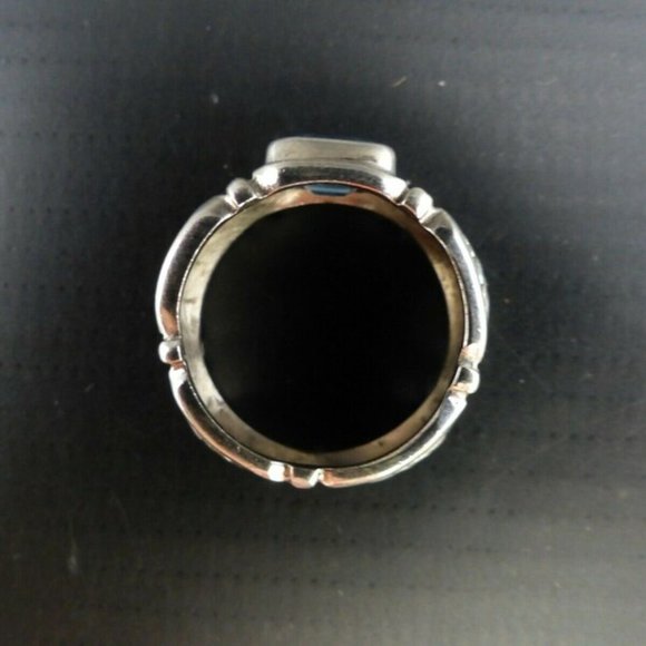 Beautiful Blue Topaz Sterling Silver Ring FANCY SHANK ring sz 7 1/4 Sz 7.25 - Picture 6 of 7